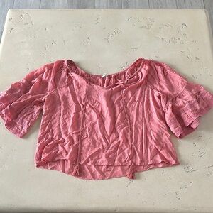 Women's Pink Ruffle Sleeve Top